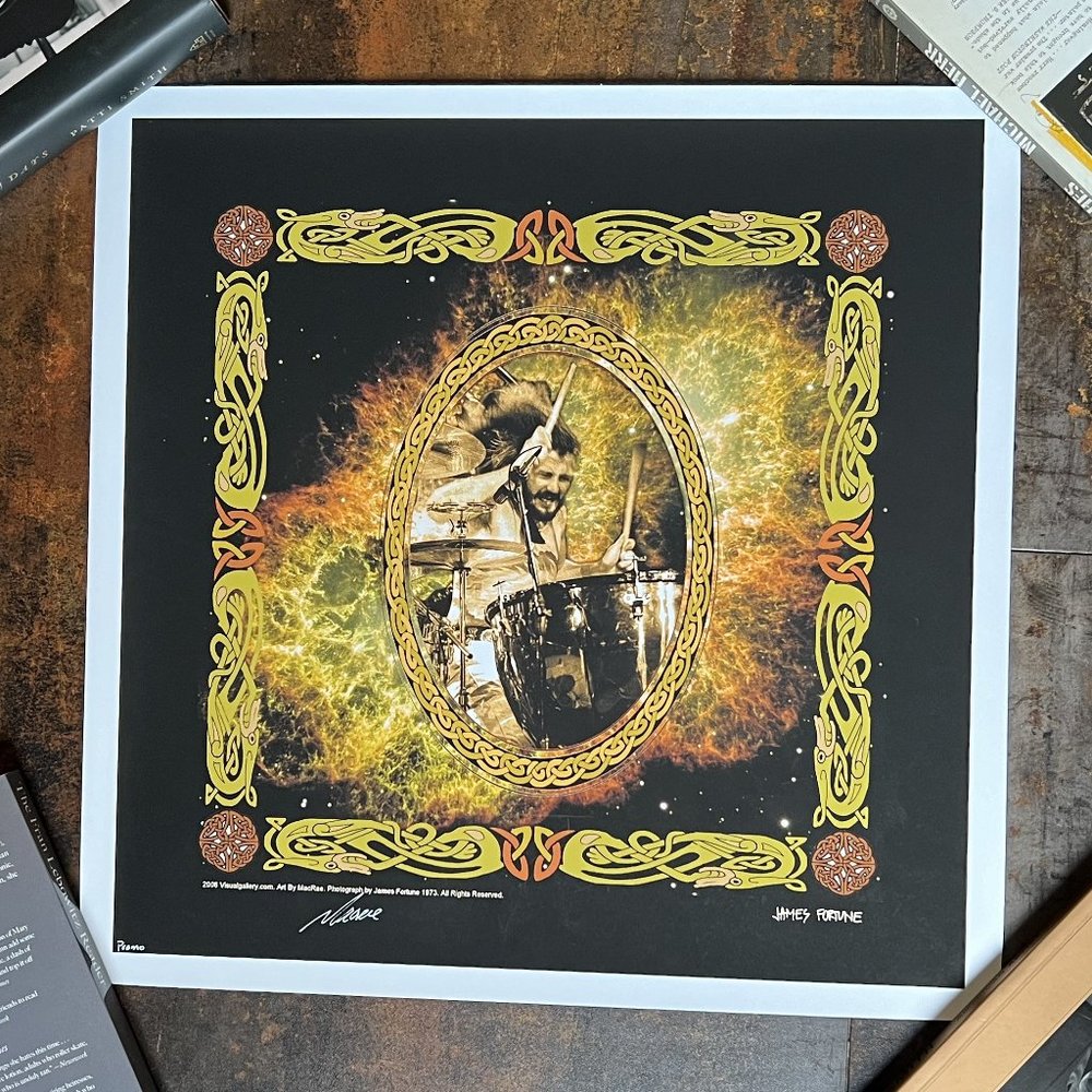 MINT RARE John Bonham Art Print by Macrae/Fortune, Signed by Macrae, 17" x 17”